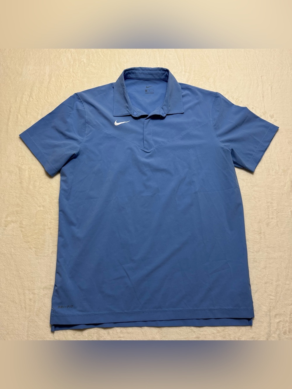 Nike Dri-FIT Victory Golf Snap Polo Mens Large Light Blue Short Sleeve Chevron